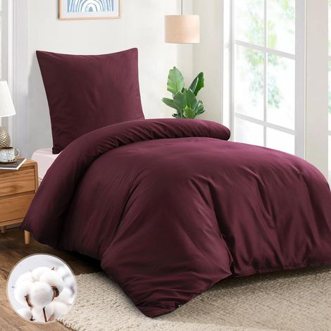 Bettwäsche Baumwolle Bettbezug Kissenbezug 80x80 OekoTex 155x220 Rot (1/5)