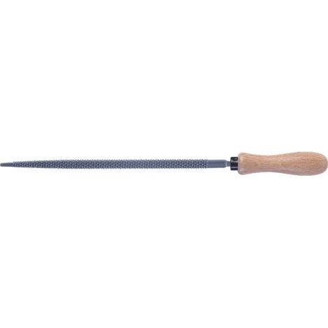 Râpe ronde grosse piqûre – Longueur 200 mm – Acier 0,45 % carbone – Dureté 53 HRC – Manche bois dur PEFC – MOB