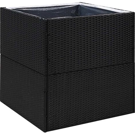 Maison Exclusive - Jardinière Noir 80x80x80 cm Résine tressée (1/5)