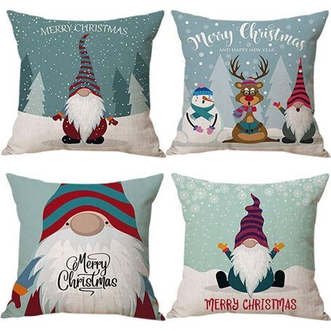 Housses de coussin de Noël 45x45 cm – Lot de 4 taies décoratives pour canapé, chambre ou intérieur – Cadeau idéal pour les fêtes d’hiver (1/4)