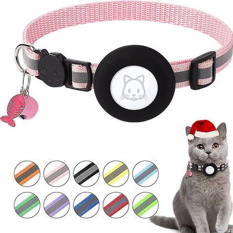 2 Pcs Rose Rglable Rflchissant Collier Collier Chat Anti Tranglement Pour Chat Chaton Chiot Avec Clochette Et Boucle De Scurit (1/5)