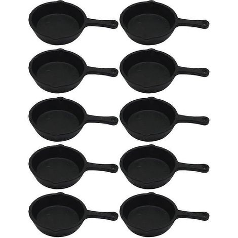 Lot de 10 mini poêles à frire, modèles de poêles de cuisine miniatures, ustensiles de cuisine de simulation-6.00X3.70X0.50CM-Black (1/3)