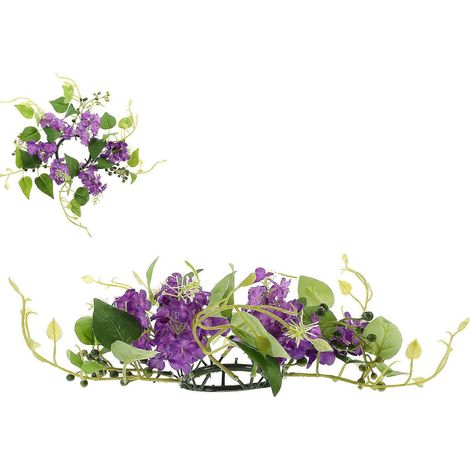 Couronne de bougie florale violette (lot de 3) pour décoration de table de mariage. (1/5)