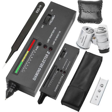 Stylo testeur de diamants, avec mini loupe LED 60X, pour débutants et experts --- (1/5)