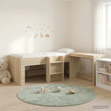 vidaXL Lit haut pour enfants avec bureau 2 pc Chêne Sonoma (1/5)