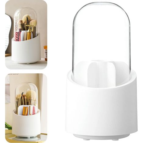 Coffret de rangement beauté rotatif 360 degrés avec couvercle anti-poussière, organiseur pour maquillage, chambre et salle de bain (1/5)