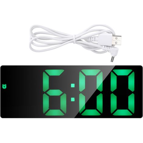 Réveil Électronique avec Affichage LED Miroir Numérique, Alimentation Double Pile/Prise USB, Modèle 0712 (1/5)