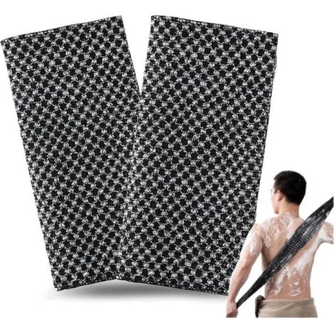Serviettes de bain exfoliantes - Lot de 2 - Serviette exfoliante pour le dos - pour hommes et femmes - Serviette de gommage pour le nettoyage et le massage du corps - Serviette extra longue - 100 x 25 (1/5)