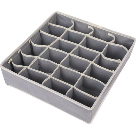 Lntyq Lot de 2 Boîtes de Rangement Pliables pour Chaussettes, Organiseurs de Tiroir Sous Vêtements Non Tissé, 24 Compartiments de Rangement pour Chaussettes