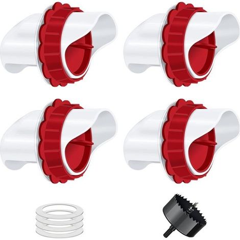 Mangeoire Poules, Mangeoire Poule Automatique, 4 Ports DIY Mangeoire à volaille Gravité Kit pour Seaux Tonneaux Bacs (1/5)