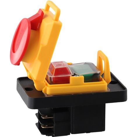KJD12 4-broches 16A 250V commutateur magnétique imperméable bouton poussoir. commutateur bouton poussoir de puissance pour les machines de tour fonction d'arrêt des outils électriques industriels (1/5)