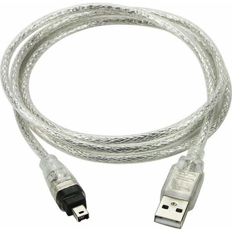 USB 2.0-Steckerkabel, kompatibel mit Firewire DV, IEEE 1394, 4-poliger iLink-Stecker für DV- und D8-Camcorder, 1 m, Grau (1/5)