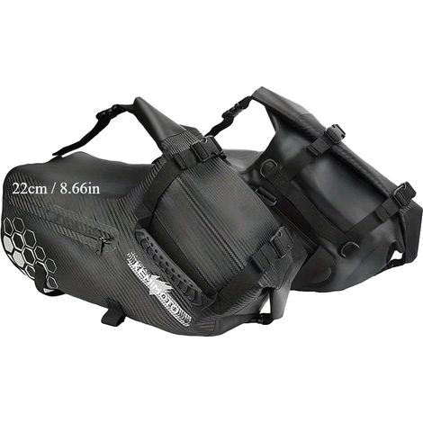 Bolsas laterales para motocicleta, impermeables, de ajuste universal, 2 unidades, 9 litros de capacidad. (1/2)