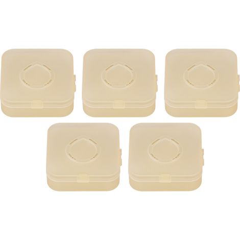 Étui de rangement pour éponges de maquillage, 5 pièces, boîte transparente jaune anti-poussière, récipient aéré pour houppette, protecteur cosmétique (1/5)