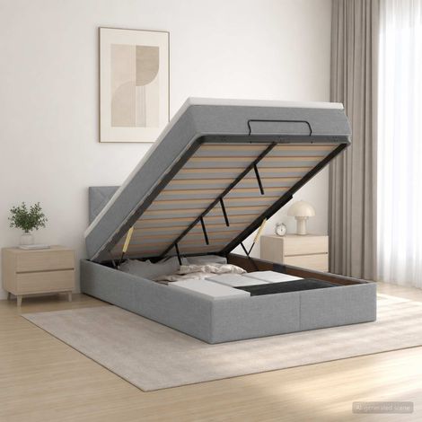 vidaXL Cama otomana con colchón Gris Claro 120 x 200 cm Tela (1/5)
