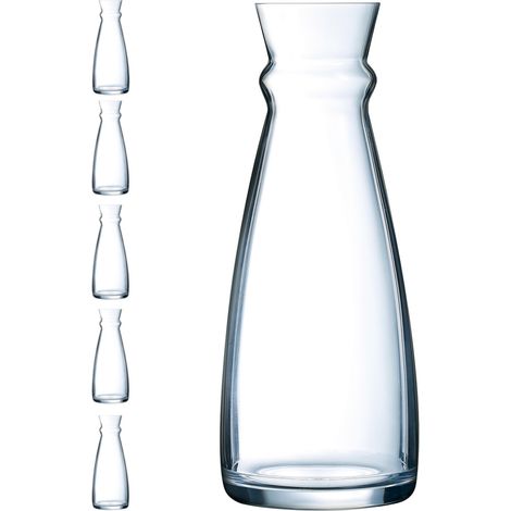Caraffa in vetro per acqua, succhi, vino, bevande, 1 litro, set da 6, hendi (1/2)