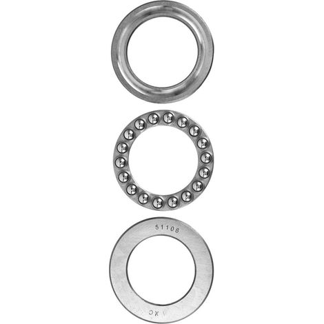 5 Stück Axialkugellager, ebene, axiale Belastung, Stahl, extra leichte Serie, Industriezubehör 51106 (1/5)