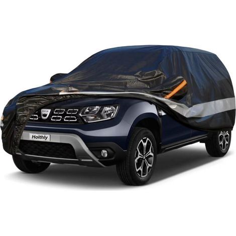 Auto Abdeckplane 10 Schichten 100% Wasserdicht für Renault Duster (2012-2024) Schwarz (1/5)