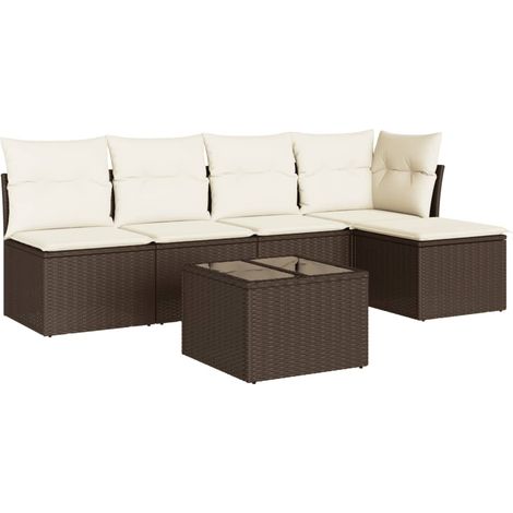 Maison Exclusive - Set sofás de jardín 6 piezas y cojines ratán s (1/3)