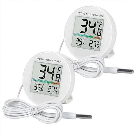 Lot de 2 thermomètres pour réfrigérateur, avec capteur externe, moniteur de température pour usage domestique et commercial, avec écran LCD (1/5)