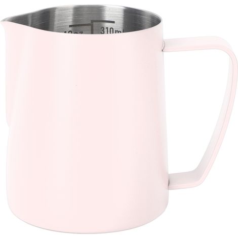 Pichet à Lait avec Bec Verseur, Pot à Mousser pour Café 310ml, Acier Inoxydable 304 avec Échelle Intérieure Rose (1/5)