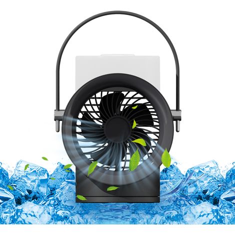 Refroidisseur d'air personnel 350 ml, mini-refroidisseur d'espace avec double brumisation, aromathérapie, 3 vitesses de ventilation, veilleuse, 4000 mAh, ventilateur de bureau pour la maison ou le bur (1/4)