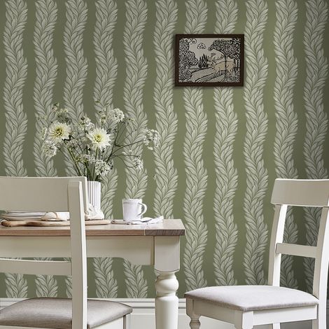 Papier peint intissé Laura Ashley Colonnes de Feuillage Coulderton 1005 x 52cm Vert (1/5)