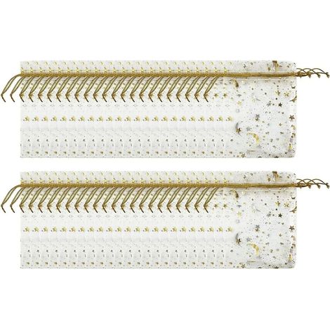 Sac en filet à cordon 100 pièces 9x12cm motif étoile lune organza pochette cadeau mariage fête (1/5)