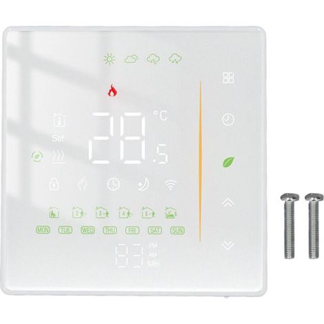 Thermostat de maison intelligente 5A, chaudière à eau économe en énergie, chauffage numérique WiFi 95-240V AC blanc (1/4)