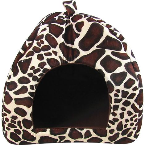 Maison pour chat d'intérieur pliable et isolée avec rembourrage chaud, couleur fraise (1/5)