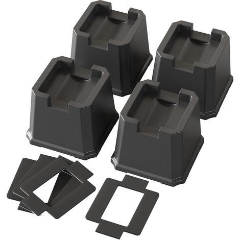 Juego de 4 elevadores de cama resistentes de 7,6 cm – Adecuados para ruedas de muebles, sofás, mesas y sillones, color negro. (1/5)