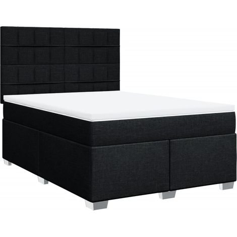 Sommier à lattes de lit avec matelas Noir 160x200 cm Tissu vidaXL (1/5)
