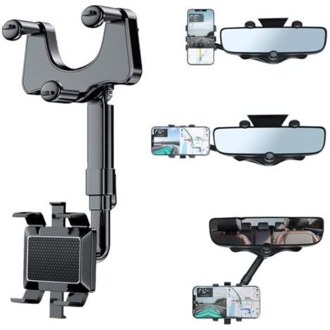 Porte-Supports Supports de Miroir rétroviseur pour Voiture pour téléphone Portable, Adapté pour Smartphone de 3 à 7 Pouces (1/4)