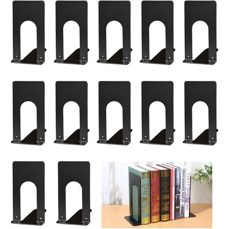 6 Paires Serre Livre,Bookends,Cale Livre en Métal Rangement Livre Bloc Livre pour Étagère Presse Livre pour Enfants,la Maison,Bureau,Écoles et Maison,Librairie et Bibliothèque,NoirCD,(70x100x130 mm)