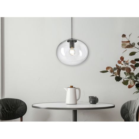 LED Pendelleuchte einflammig mit Kugel Glasschirm transparent Ø 30cm