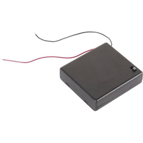 Accoppiatore per 4 pile (LR6) (con connessioni per fili) + interruttore (1/4)