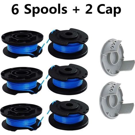 8 Paquets Bobine de Rechange pour Coupe-bordure de Ligne 0,065 pouce pour Ryobi 18v 24v 40v, Compatible Avec Ryobi One + AC14RL3A, Coupe-fil Sans Fil Line 11ft, 6 Bobines + 2 Capuchons de Coupe (1/5)