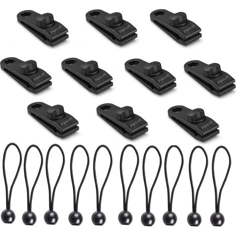 DEESSE SHOP - 10 ensembles de pinces à bâche pour tentes, bâches, auvents, pinces pour auvents, tendeur élastique, corde élastique, bâche, corde élastique pour tentes, couvertures, auvents, bannières, (1/5)