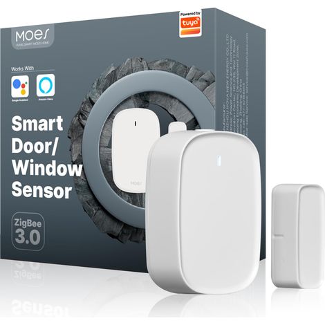 Applicable Capteur de Porte et de Fenêtre Intelligent, Nécessite ZigBee Tuya Gateway, Détecteur sans Fil pour Système d'alarme et Maison, Compatible avec Smart Life/MOES/Tuya, 1PCS