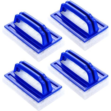Brosses de piscine 4 pièces – Éponges de nettoyage avec poignée 15 x 9 cm – Brosses pour parois de piscine spa et aquarium – Bleu (1/5)