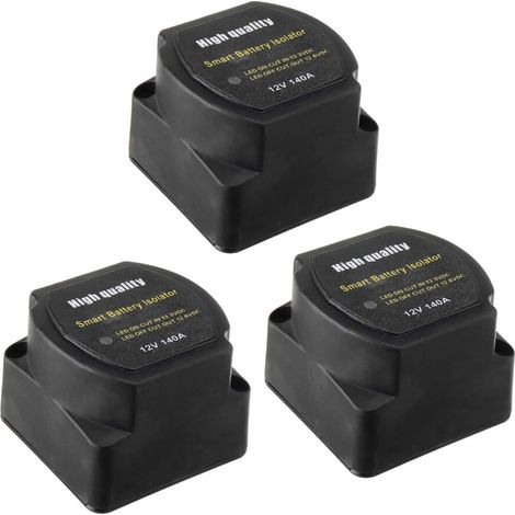 3x Dual-Batterie 12V 140 Amp Intelligenter Trennschalter Spannungsempfindliches Relais VSR Smart-Schalter