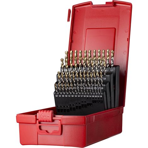 Set di punte a spirale A095 DIN 338 Tipo N D.1-6x0,1mm HSS 51 pezzi in scatola da banco (1/4)