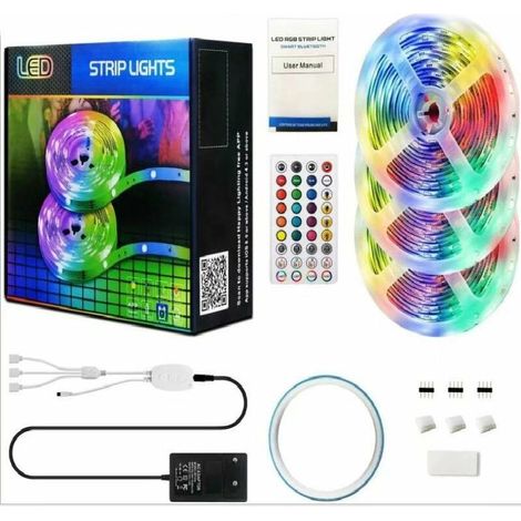 15M GU.B/bon RGB LED strip with 40-key remote control. Self-adhesive light strip ideal for wall lighting and parties - INHHUB (1/5)