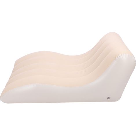 Chaise longue gonflable velours PVC arc S confortable pliable salon jardin camping rando pique-nique voyage 155x97x65cm 100kg beige marron 1 piece + rustine (1/5)