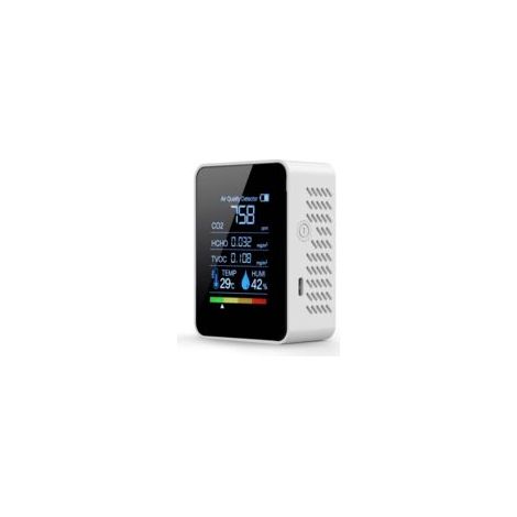 6-in-1 Raumluftqualitätsmonitor, CO₂-Tester, PM2,5-Kohlendioxid-Monitor, PM10-CO₂-Tester, TVOC-, HCHO- und CO-Tester für Zuhause – Crezuo
