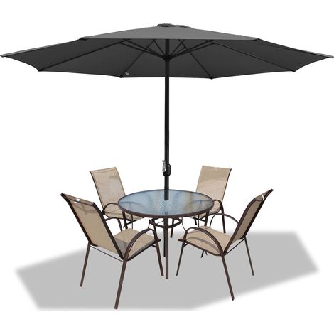Parasol de jardin - Parasol - Résistantes à Intempéries - Ø 350 cm - Gris, Parapluie hawaïen, Parapluie d'extérieur (1/5)