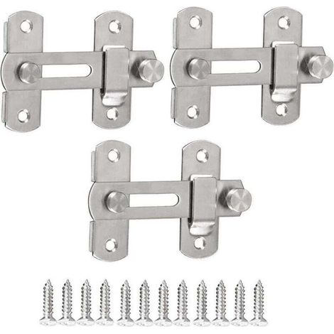3 pièces Loquet à Angle Droit, Verrou de Sécurité pour Porte Coulissante et Cage d'Animaux (1/4)