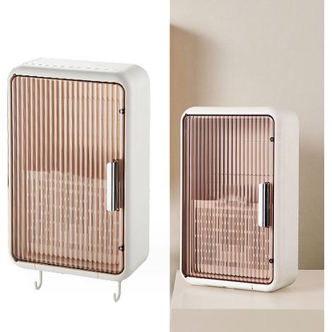 Porte-baguettes mural, organisateur de baguettes avec couvercle, égouttoir et anti-poussière, blanc (1/5)