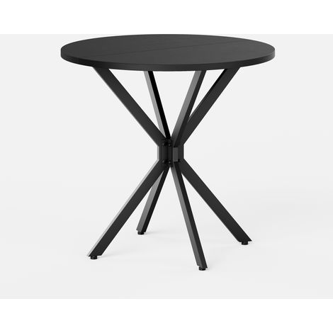Mesa redonda de 80 cm negra con patas en X (1/5)