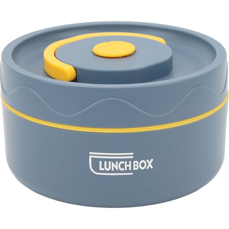 Thermos Marmite 420ml Acier Inoxydable 304 Double Paroi Portable Rond Boîte Repas Bleu Foncé Isotherme (1/5)
